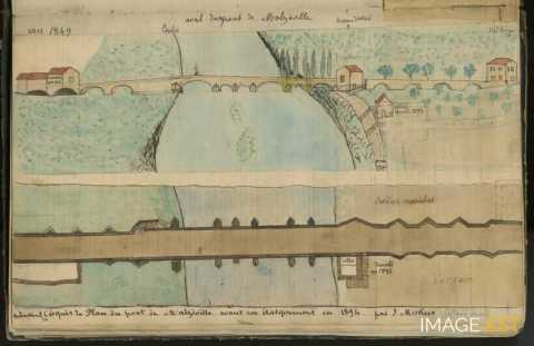 Plan pont de Malzéville (manuscrit Morius 81)